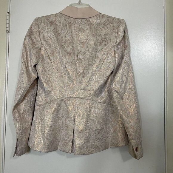 TED BAKER Champagne Pink Metallic Python Holiday Blazer Jacket size 3 Medium - Picture 6 of 6